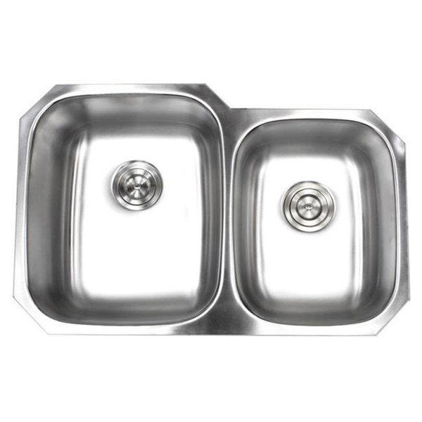 Contempo Living Contempo Living 18-903L-D 32 in. Double 60 & 40 Bowl Offset Undermount Stainless Steel Kitchen Sink - 18 Gauge 18-903L-D